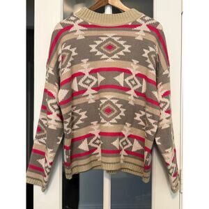 Savanna Jane crew neck southwestern print sweater size mall NWT